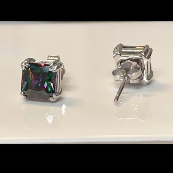 Sterling Silver 925 solid square cut 2ct alexandrite stud boho stunning new - Picture 4 of 7